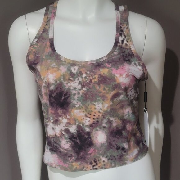 Calvin Klein Printed Racerback Cropped Tank Top Size Large - Picture 2 of 9